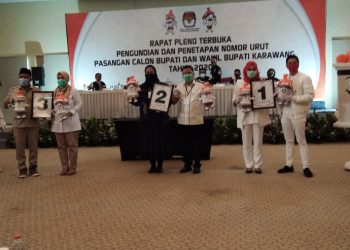 hasil Undian Nomor Urut Pilada 2020 Kabupaten Karawang oleh KPUD karawang