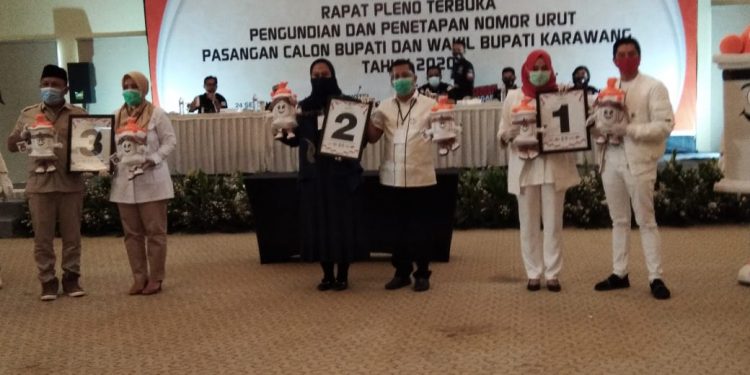 hasil Undian Nomor Urut Pilada 2020 Kabupaten Karawang oleh KPUD karawang